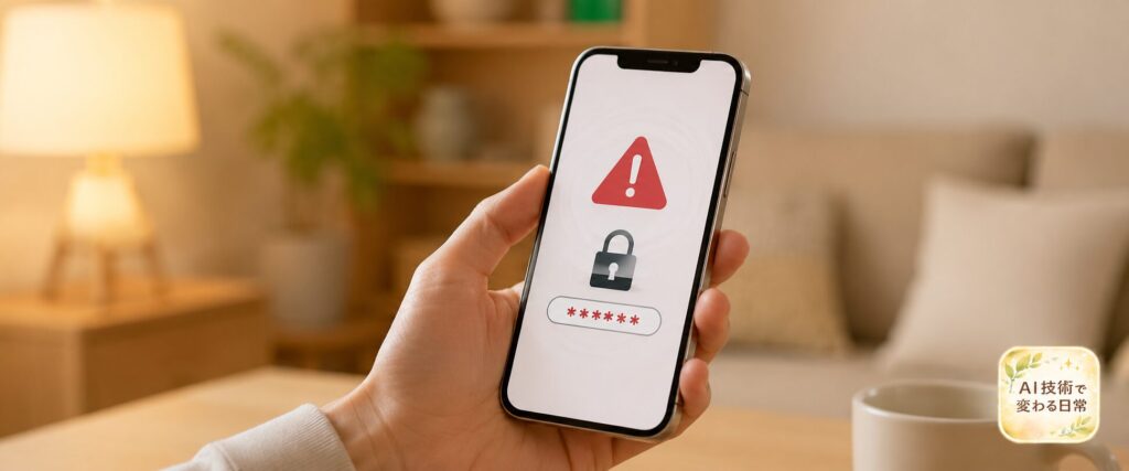 スマホのセキュリティ警告を確認する手元