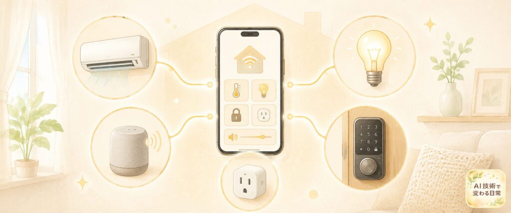 スマート機器がネットワークでつながるイメージイラスト